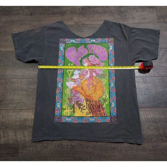 Pink Floyd Shirt XL Gray Destroyed Retro 1966 Marquee London Art Nouveau Poster - Picture 6 of 11